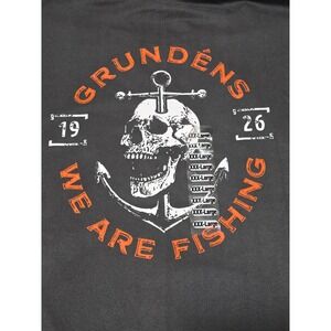 GRUNDENS Mens XXX Lg Anchor Skull We Are Fishing Graphic T Shirt Dark Gray /0112